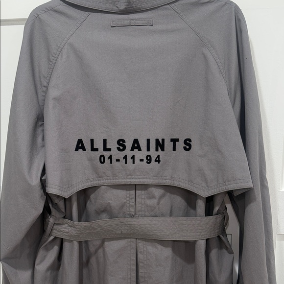 All Saints Charcoal Gray Trench Coat - Picture 2 of 5